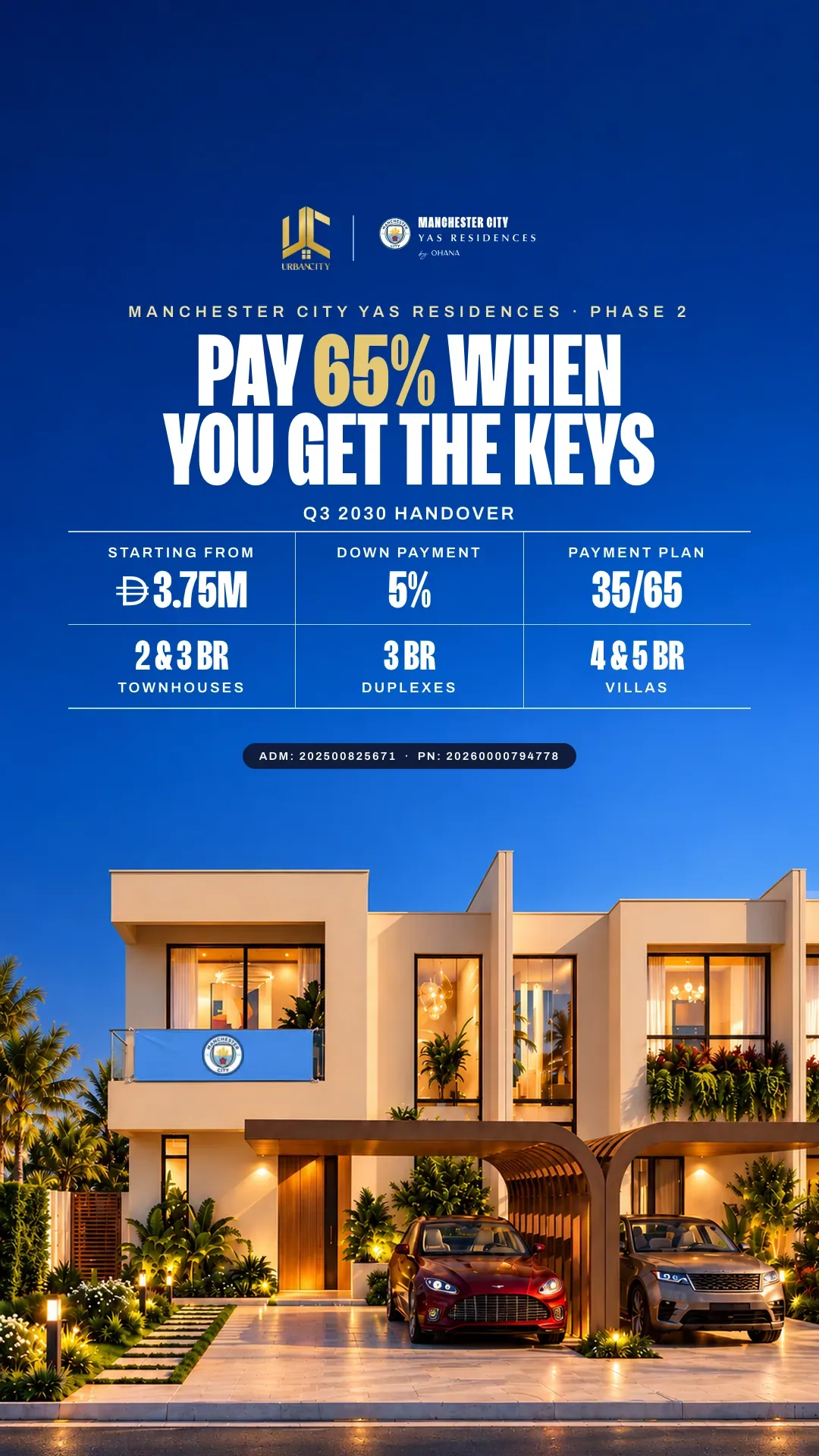 Launch story ad, Pay 65 percent when you get the keys